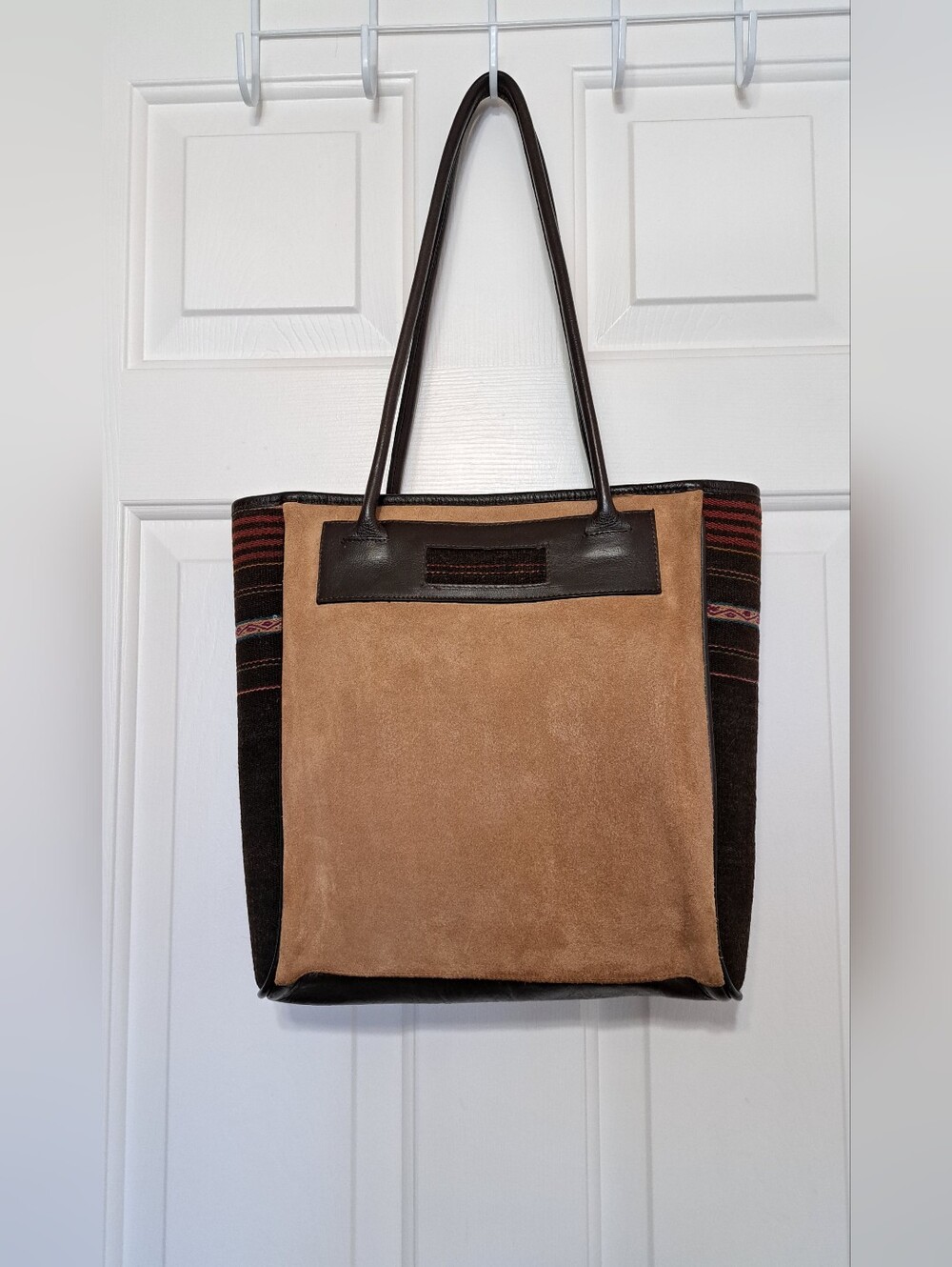 Vintage Bolivian Handcrafted Leather and Suede Tote Bag